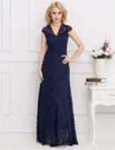 Navy Blue Lace Ball Gown Dress for Women