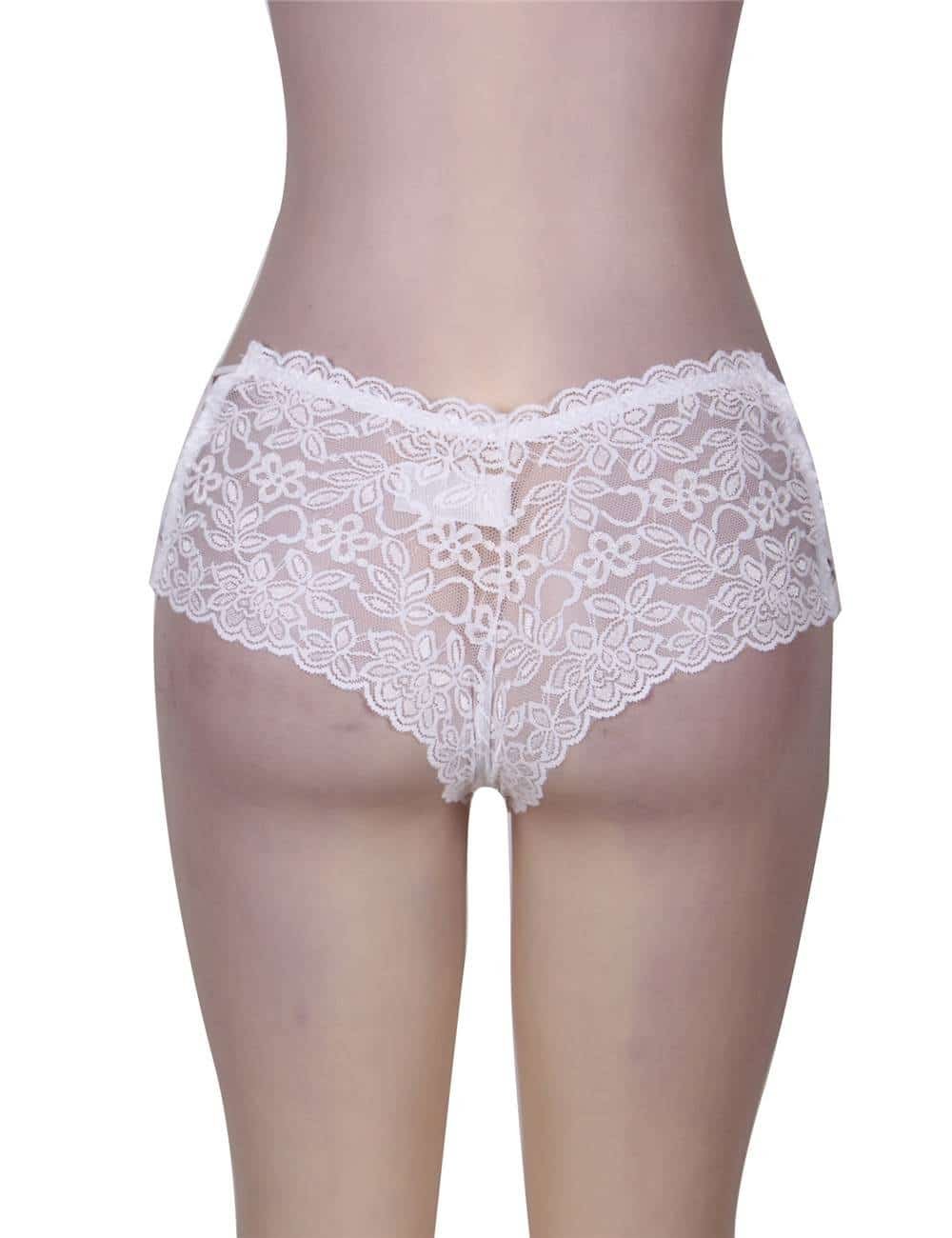 Sexy High Waist Floral Lace Strappy White Panty - Image 6