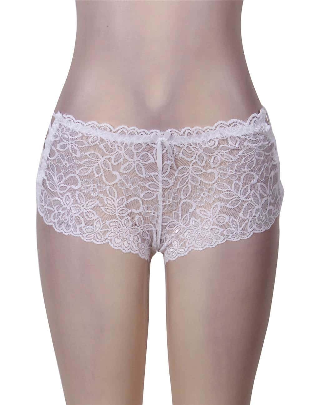 Sexy High Waist Floral Lace Strappy White Panty - Image 4