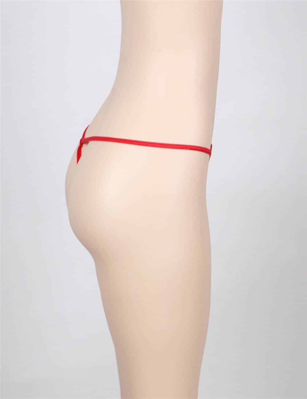 Delicate Crotchless Red Floral Lace String - Image 5