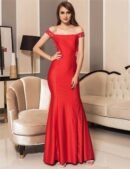Red Gorgeous Off Shoulder Embroidery Evening Dress