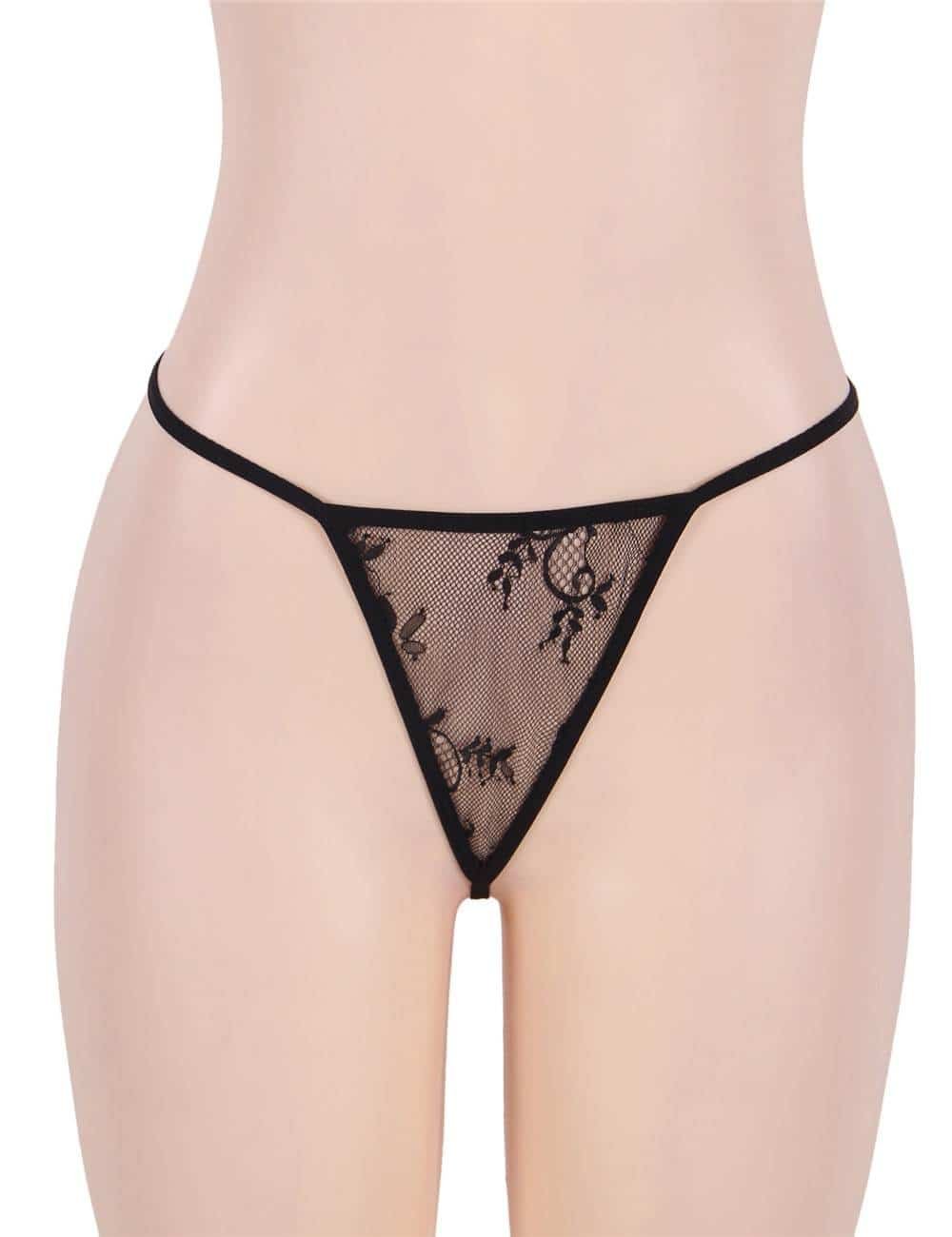 Plus Size Black Bow Lingerie With Thong - Image 9