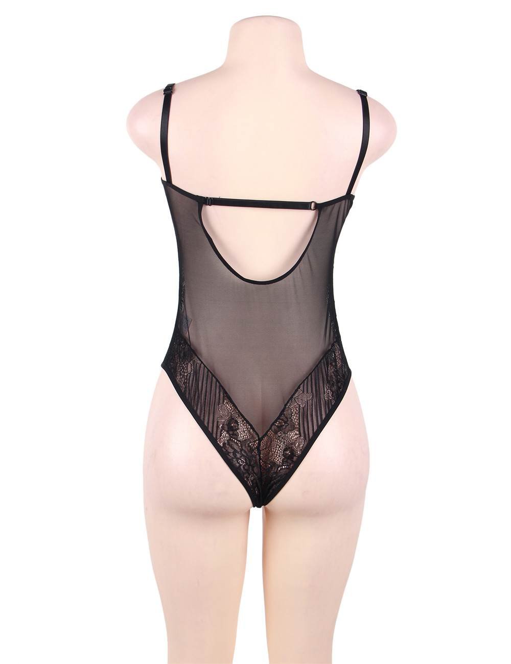 Black Glamour Hollywood Sheer Lace Underwire Teddy - Image 8