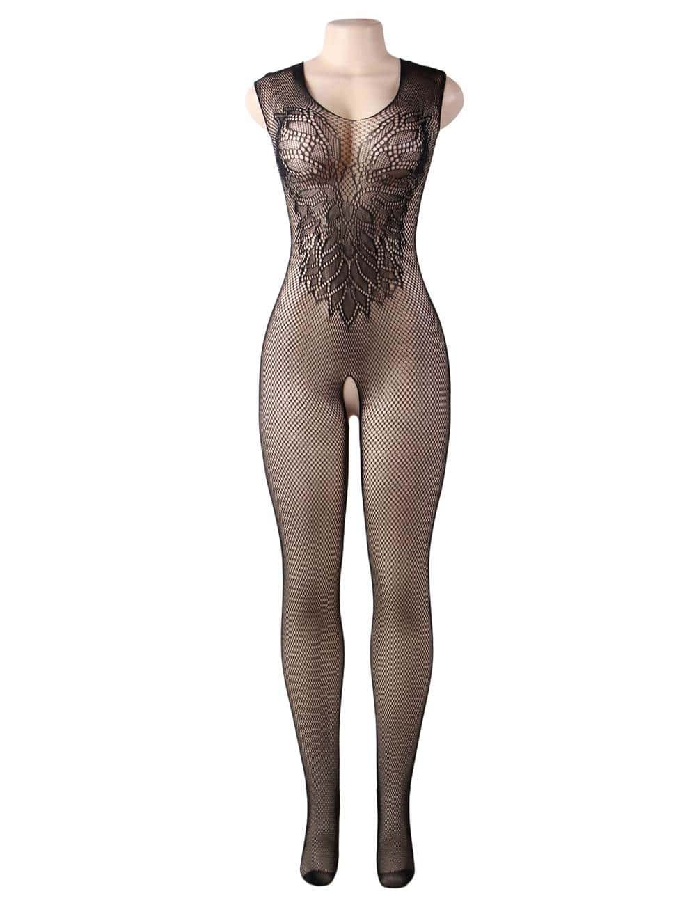 Plus Size Flower Pattern Fishnet BodyStocking - Image 6