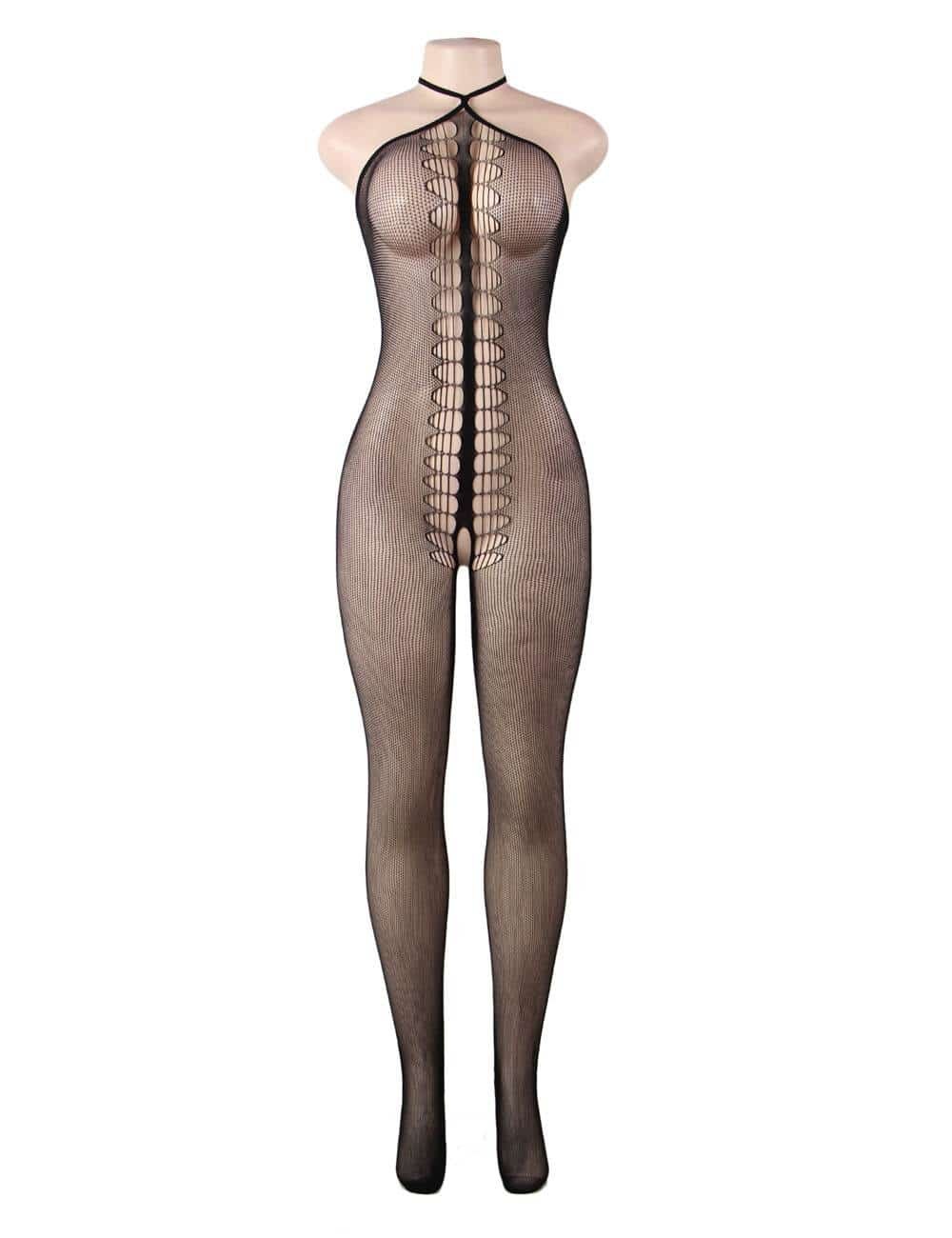 Plus Size Halter Top Fishnet Bodystocking - Image 5