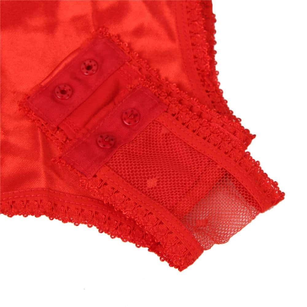 Red Deluxe Satin Lace Stitching Teddy - Image 9