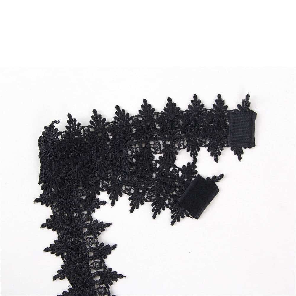 Plus Size Black Leather Intimates Exquisite Lace Choker Neck Garter Lingerie - Image 9