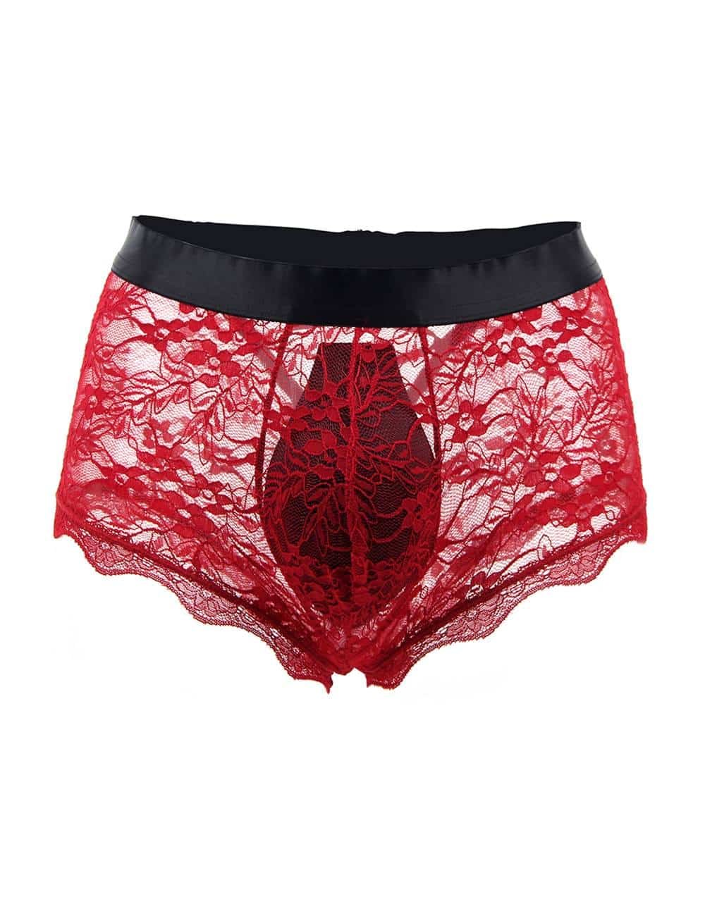Sexy Red Lace Strappy Panty For Men - Image 3