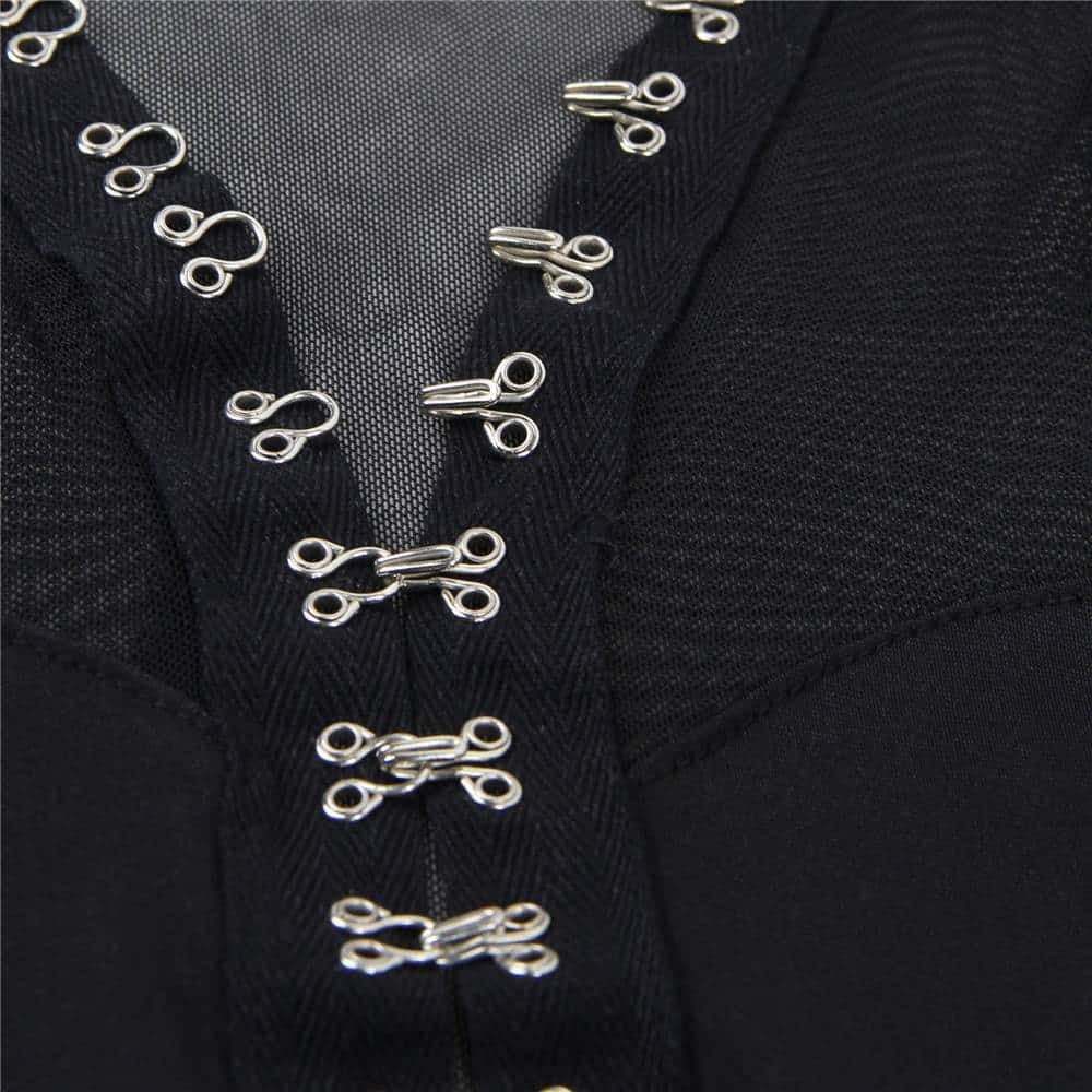 Long Sleeve Slim Mesh Plus Size Hook Buckles Bodysuit - Image 7