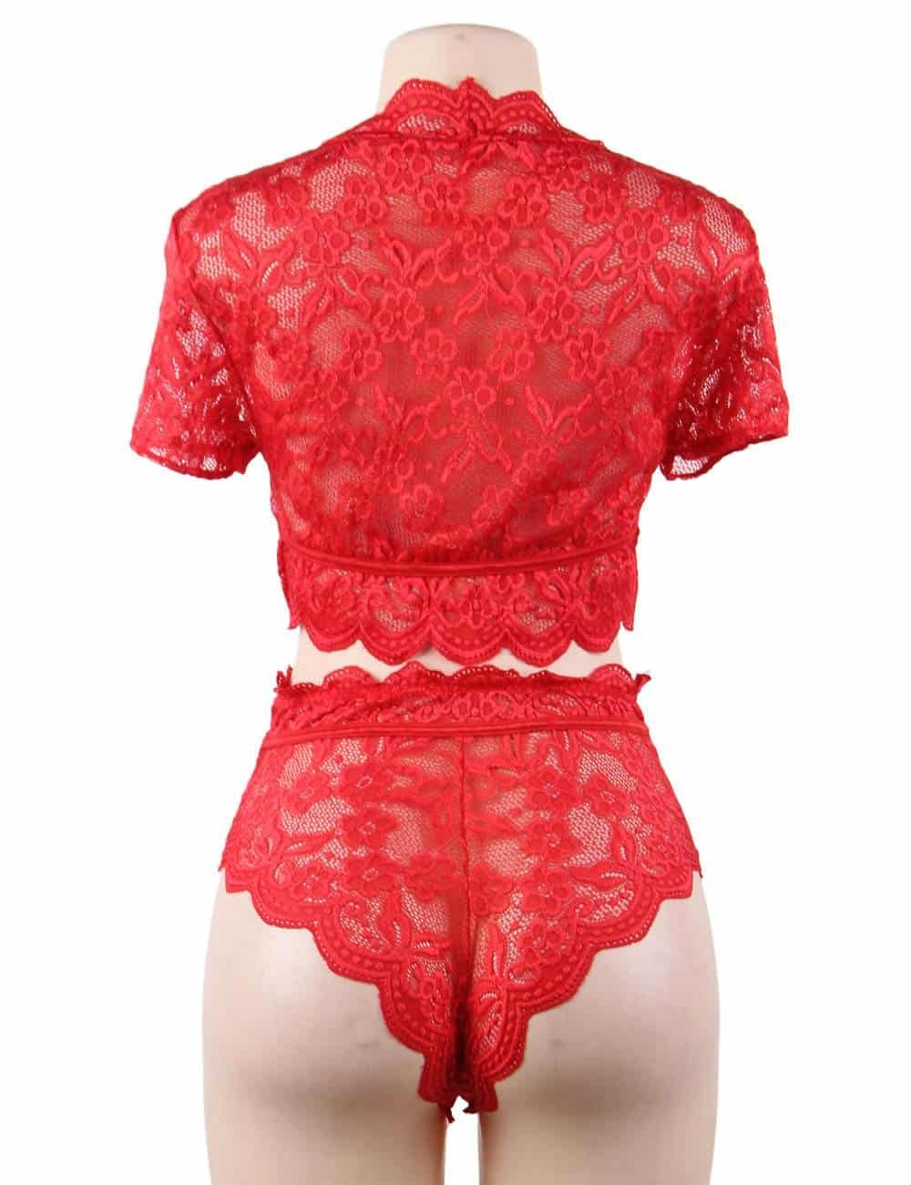Plus Size High Waist Red Full Lace Bra Panty Underwear | Ohyeah - Image 7