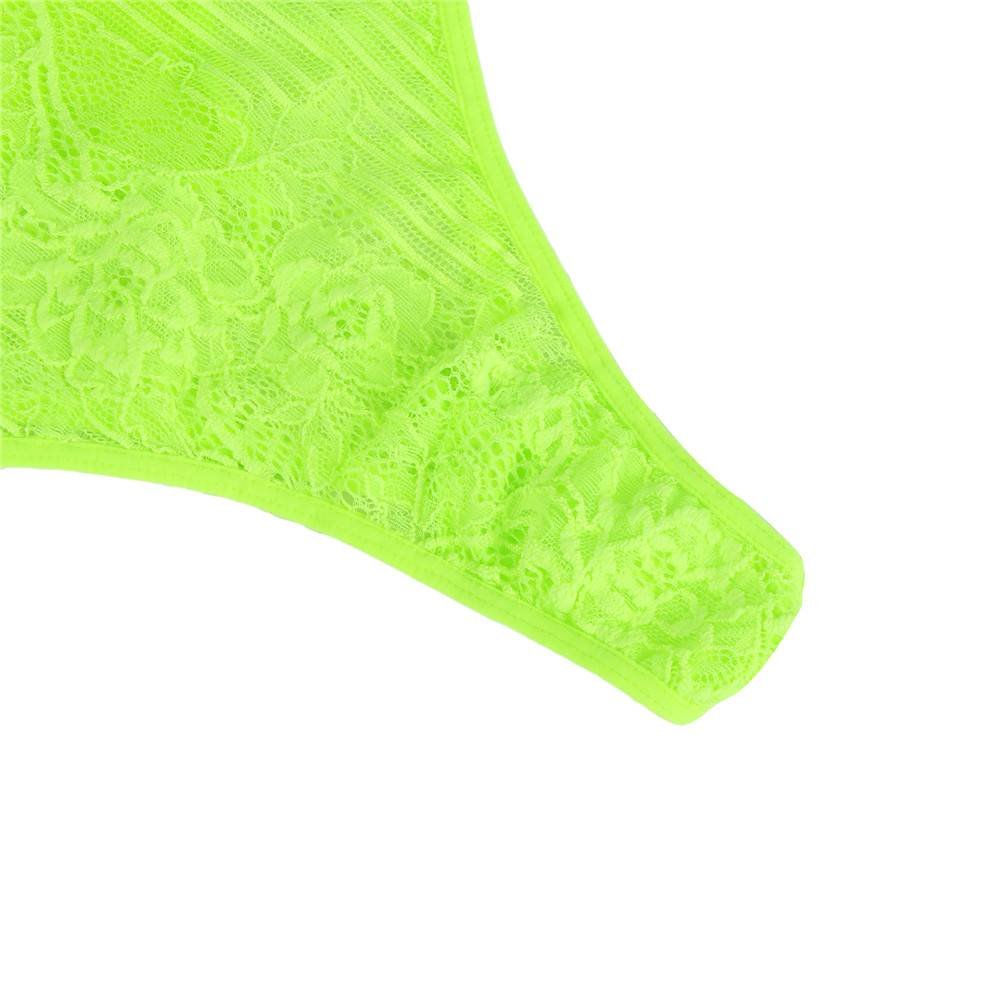 Chartreuse Glamour Underwire Hollywood Sheer Lace Teddy With Steel Ring - Image 9