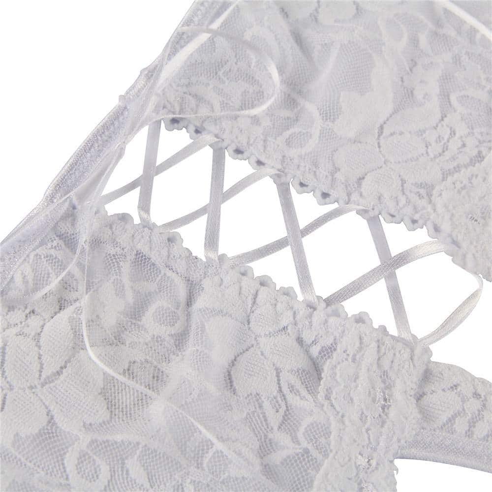 White Open Crotch Floral Lace Panty - Image 8