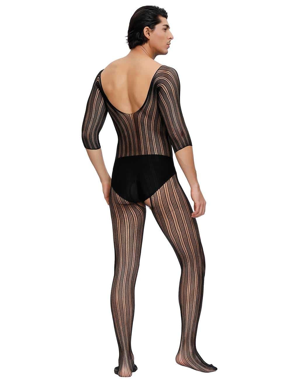 Black Lace Bodystocking For Men - Image 2