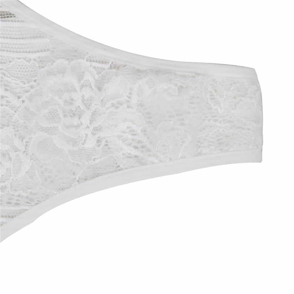 Plus Size White Glamour Underwire Hollywood Sheer Lace Teddy With Steel Ring - Image 8