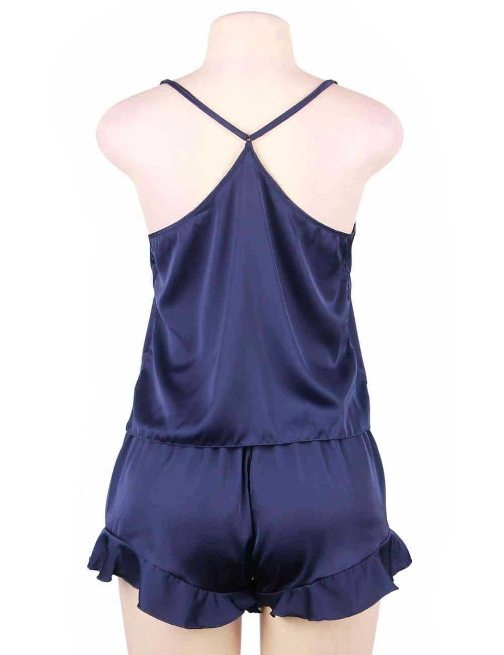 Camisole Satin Chiffon Sleepwear with Ruffle Short Pants - Image 9