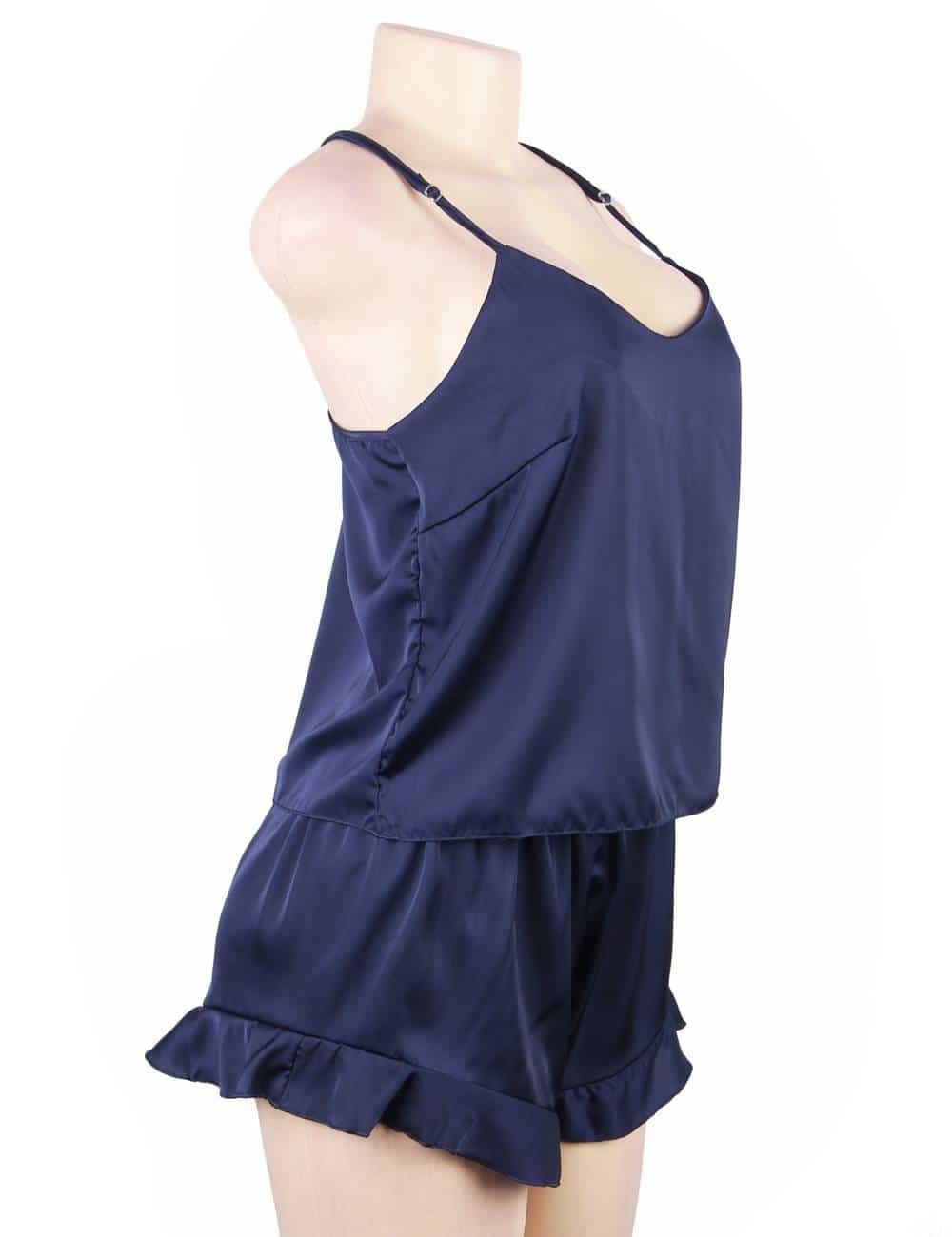 Camisole Satin Chiffon Sleepwear with Ruffle Short Pants - Image 8