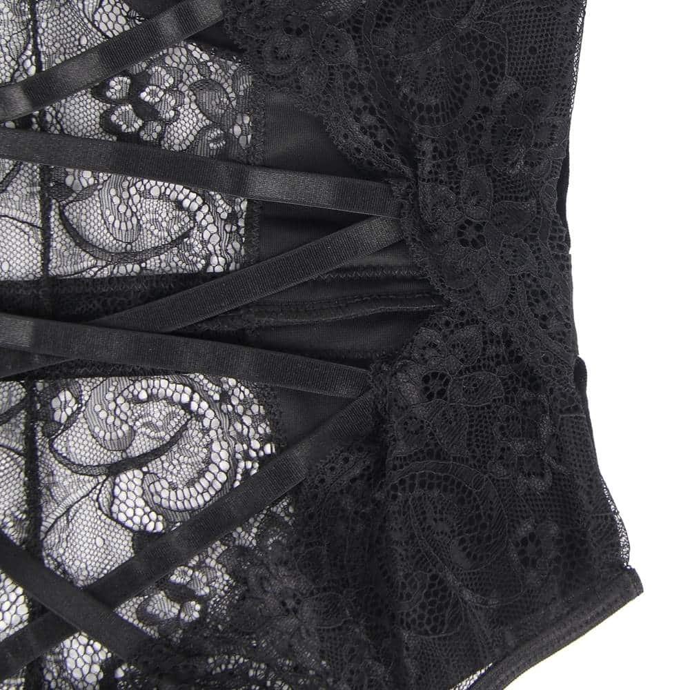 Garter bodysuit With Underwire Sexy Lace Velour Plus Size Lingerie - Image 15