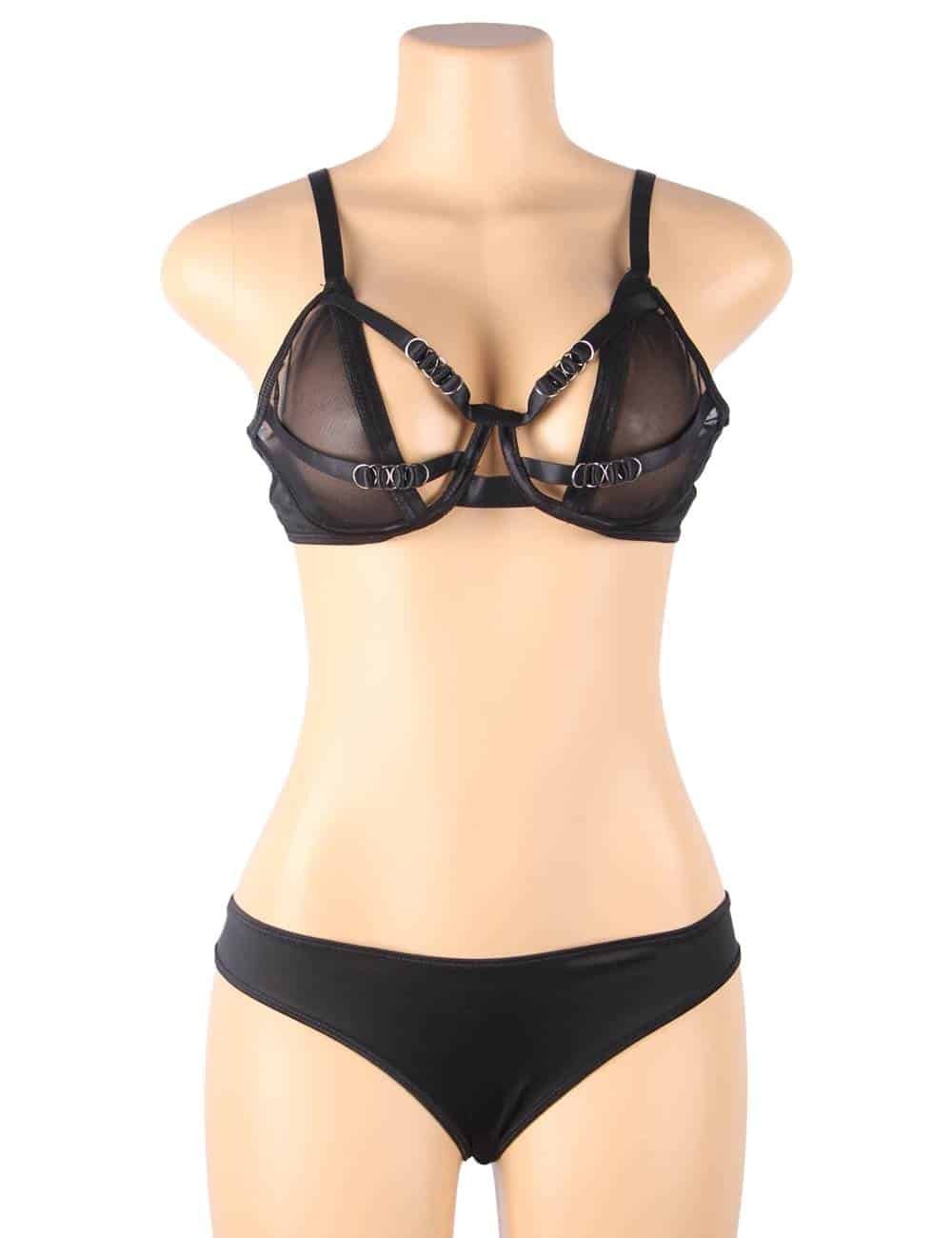 Black Sexy Mesh perspective Fashion Bra Set Without Underwire - Image 6