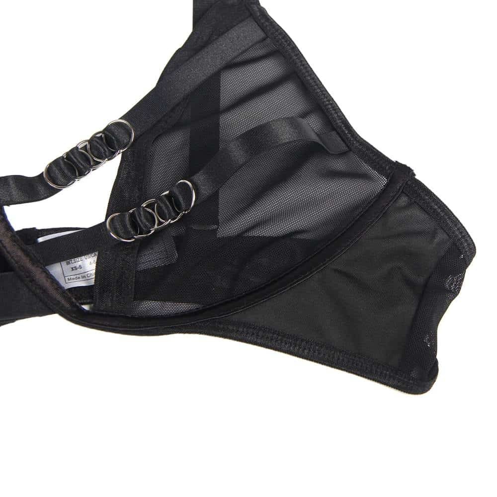 Black Sexy Mesh perspective Fashion Bra Set Without Underwire - Image 11