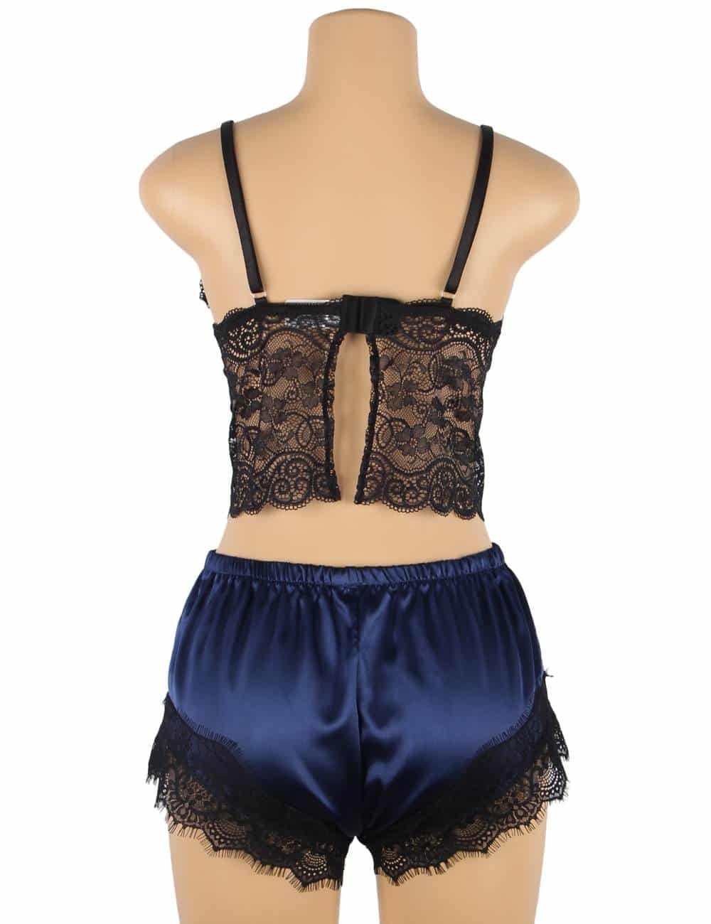 Lace Silk Camisole Blue Home Casual Pajamas Set - Image 6