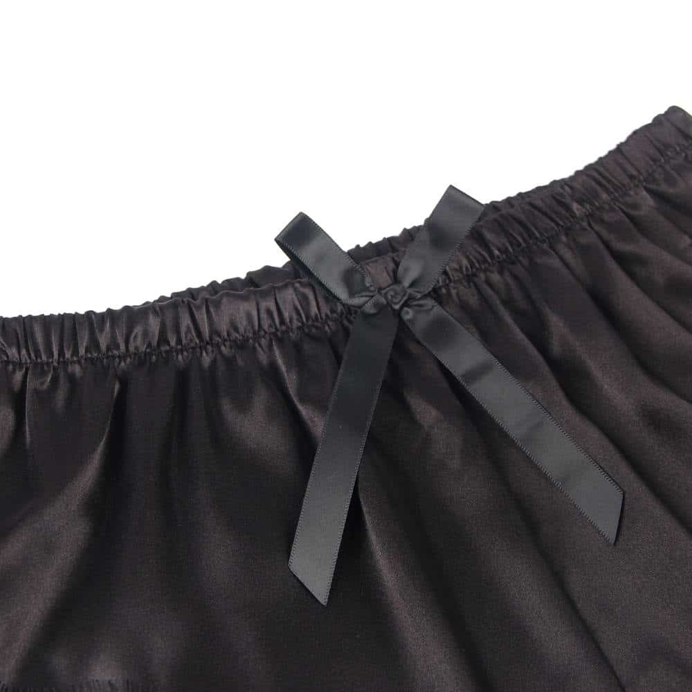 Casual Lace Silk Camisole Black Sleepwear Set - Image 8