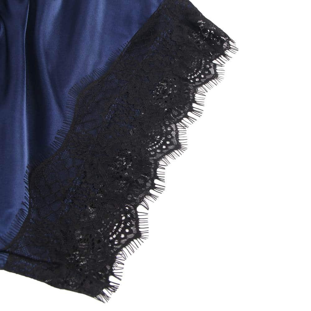 Lace Silk Camisole Blue Home Casual Pajamas Set - Image 10