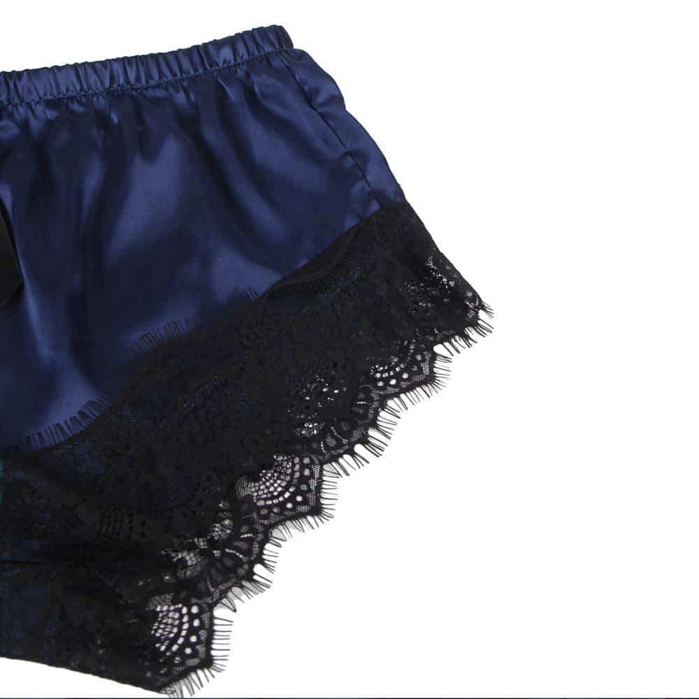 Lace Silk Camisole Blue Home Casual Pajamas Set - Image 9