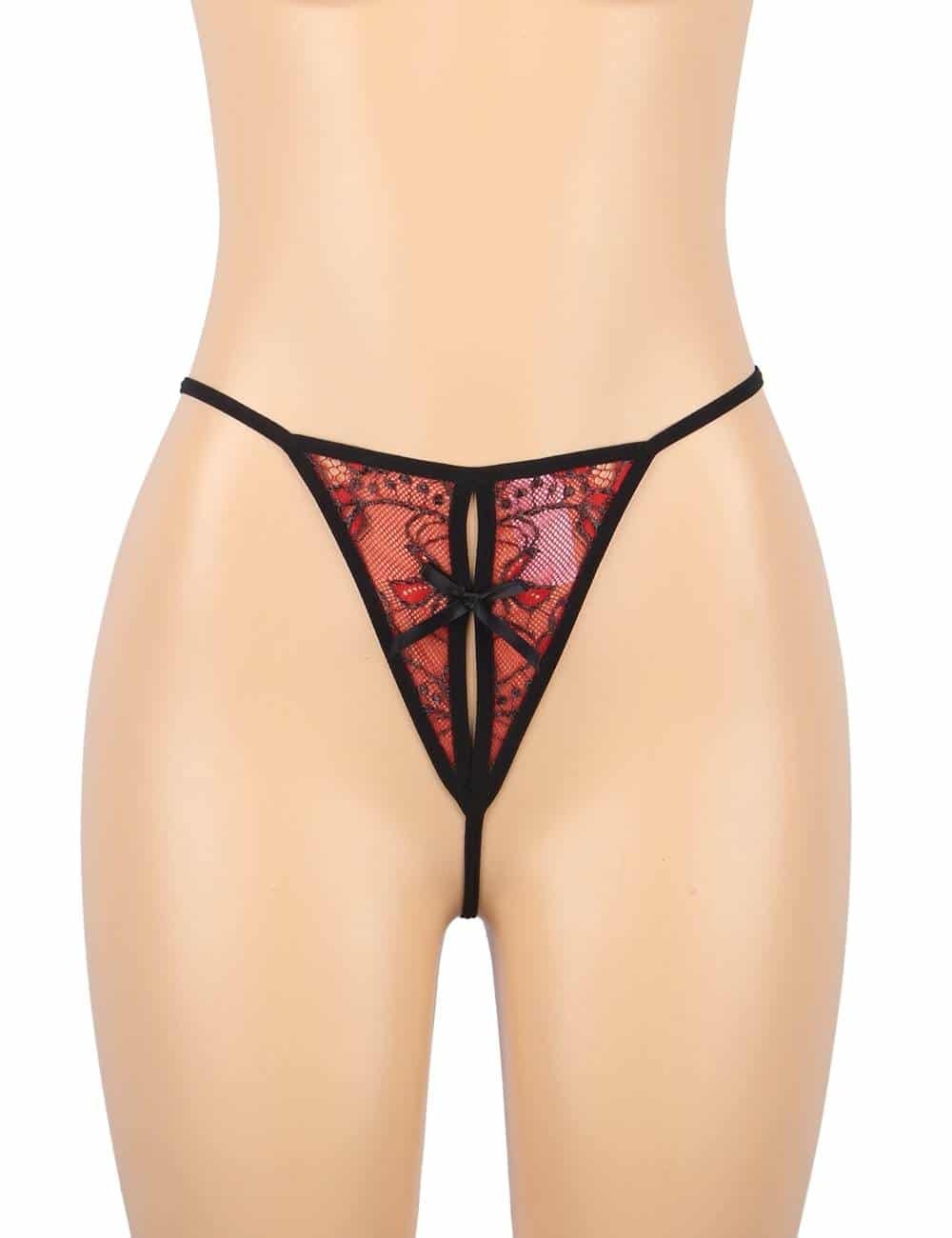 Plus Size Elegant Strappy Red Transparent Lace Racy Sexy Babydoll - Image 8