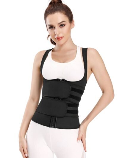 Latex Zippered Double Belt 9 Steel Bones One-piece Abdomen Vest Sling Shaper