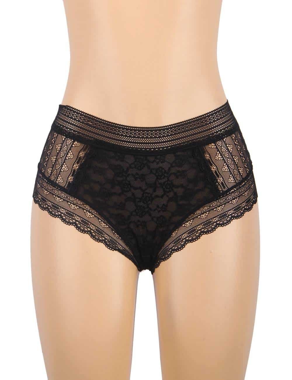 Black High Quality Floral Lace Sexy High Waist Perspective Panty - Image 4