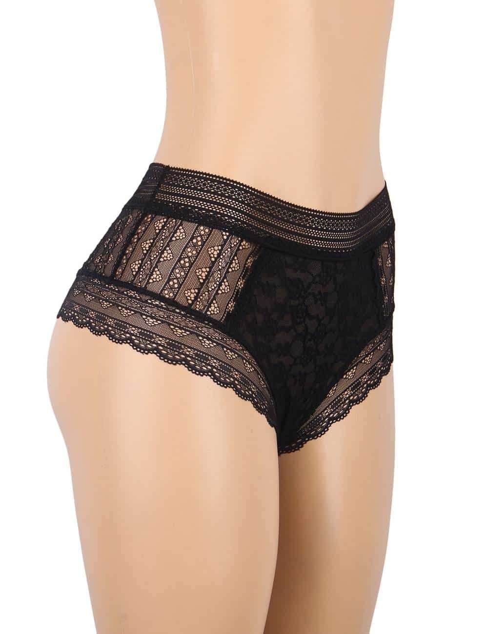 Black High Quality Floral Lace Sexy High Waist Perspective Panty - Image 5