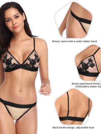 Plus Size Elegant Embroidery Fashion Bra Set