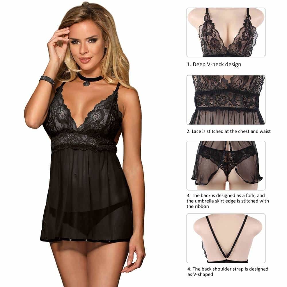 Plus Size Quality Black US Size Backless Fly-away Lingerie Boutique - Image 3