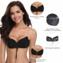 Strapless Self Adhesive Silicone Black Invisible Push-up Bra