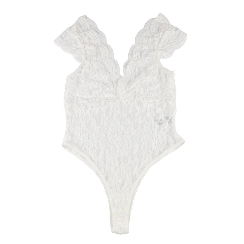 Sexy White Deep V backless Full Lace Teddy - Image 7