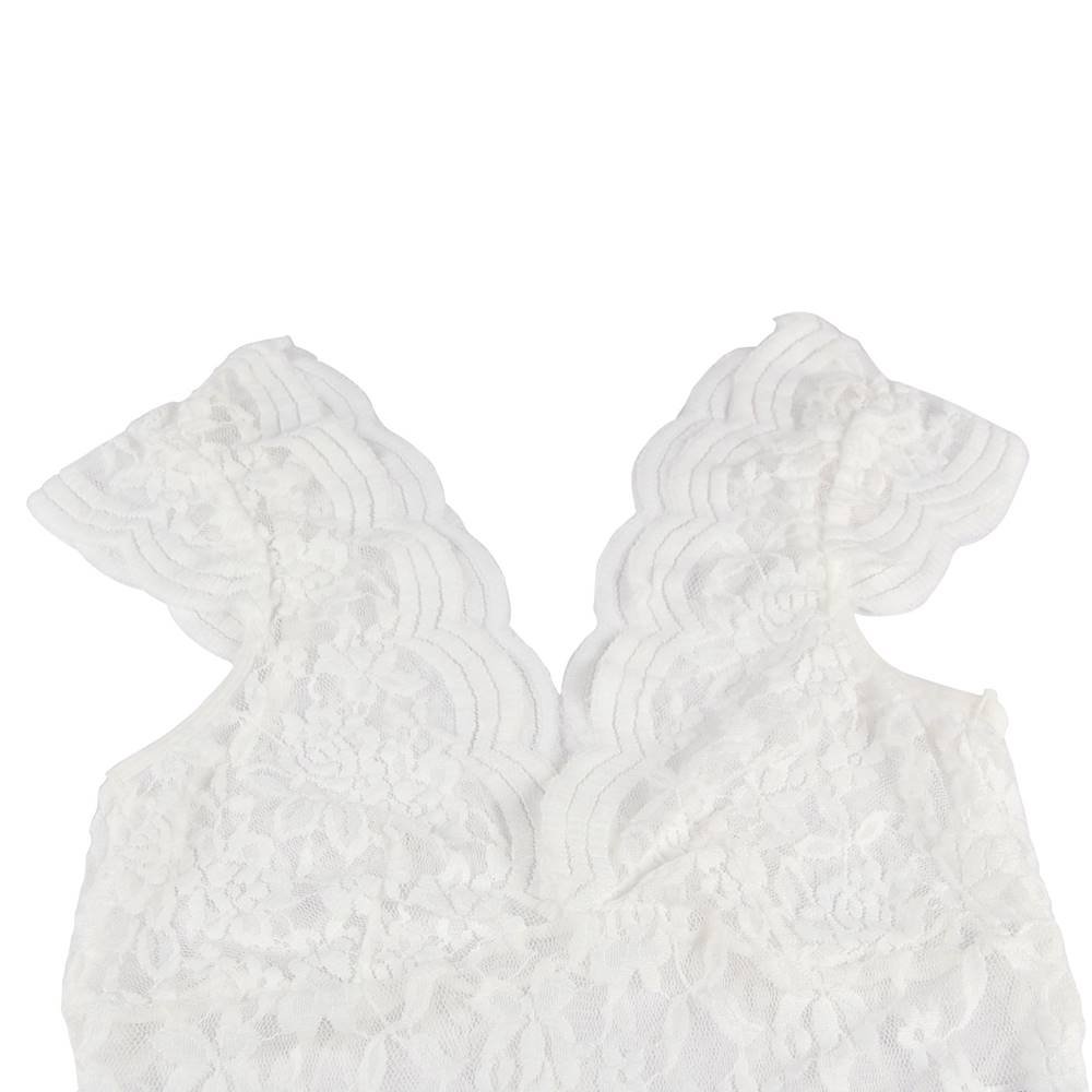 Sexy White Deep V backless Full Lace Teddy - Image 9