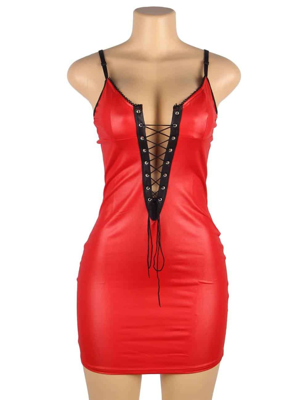 Sexy Bag Hip Tight Nightclub Red Leather Skirt - Image 4