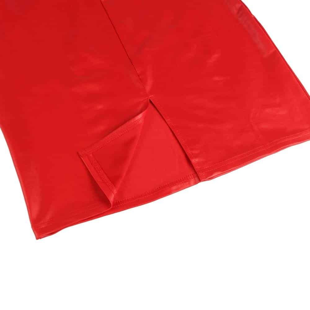 Sexy Bag Hip Tight Nightclub Red Leather Skirt - Image 10