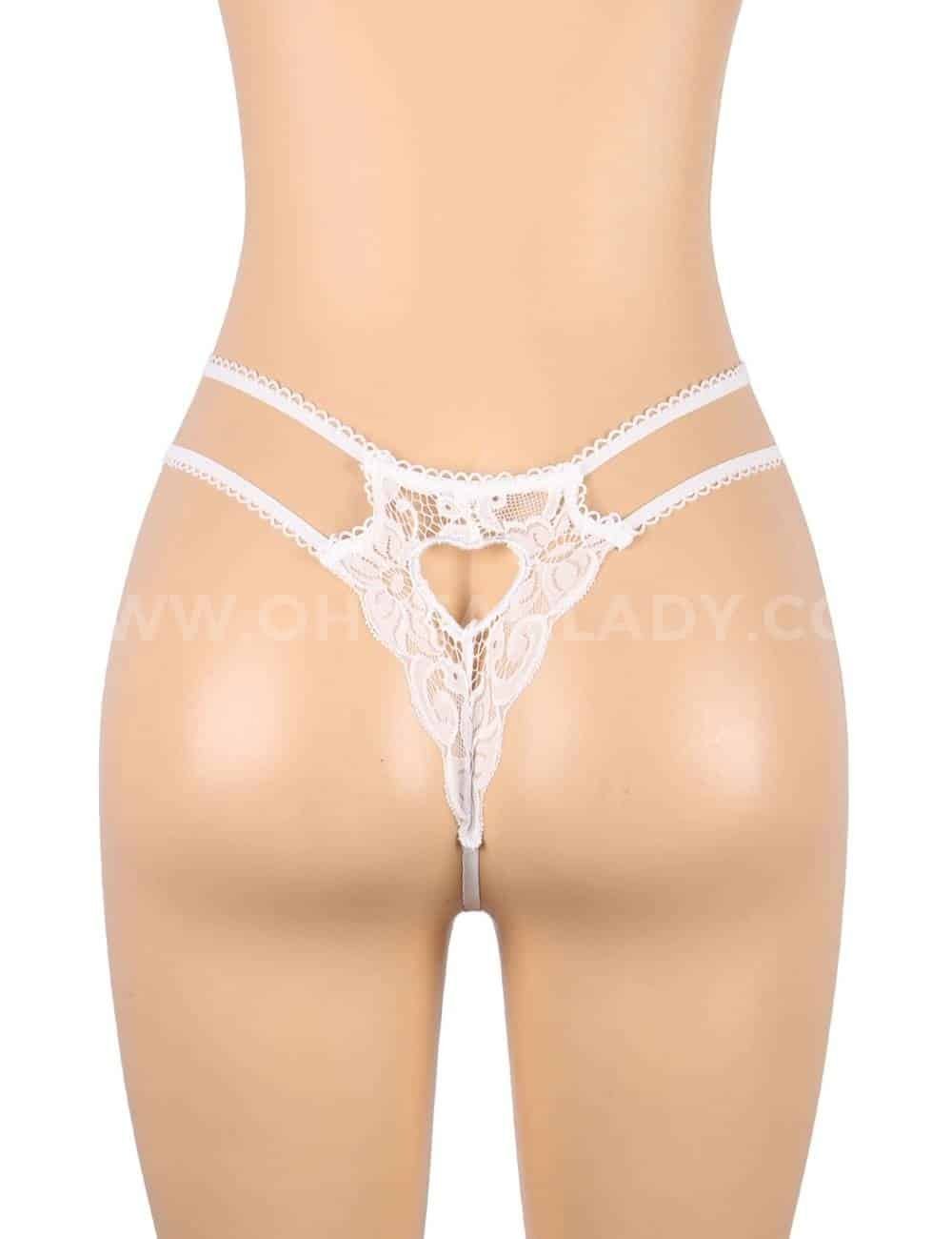 Sexy three-piece sexy lingerie with deep V and peach heart garter - Image 9
