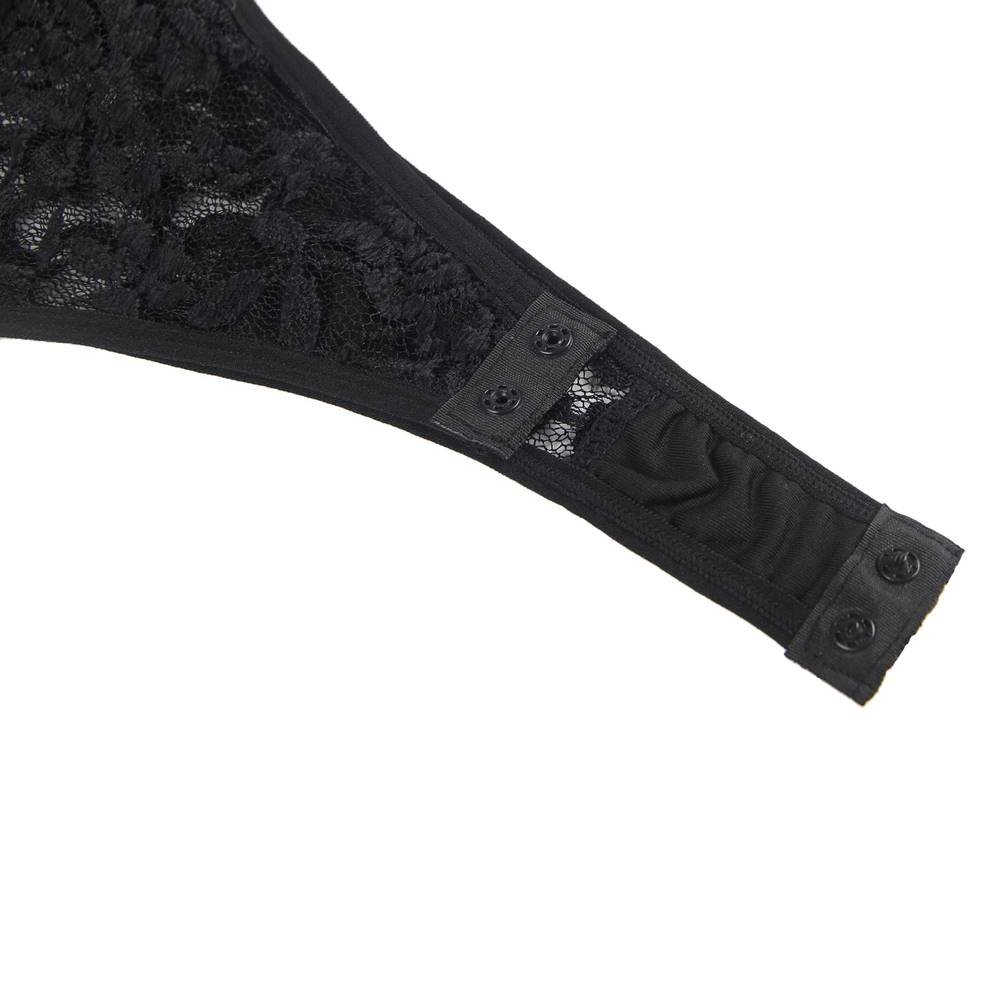 Sexy Black Deep V backless Full Lace Teddy - Image 8