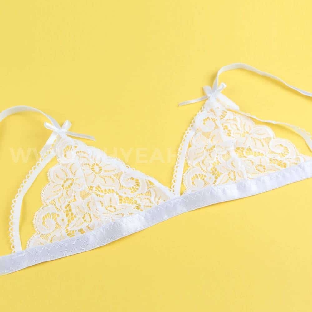 Sexy three-piece sexy lingerie with deep V and peach heart garter - Image 14