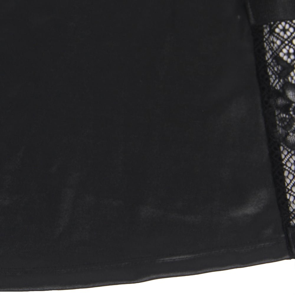 Sexy Black Lace Floral Decoration Underwire Backless Leather Lingerie - Image 10