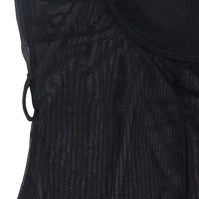 One-piece Black Mesh Underwire Bodysuit with Diamond Belt - Image 11