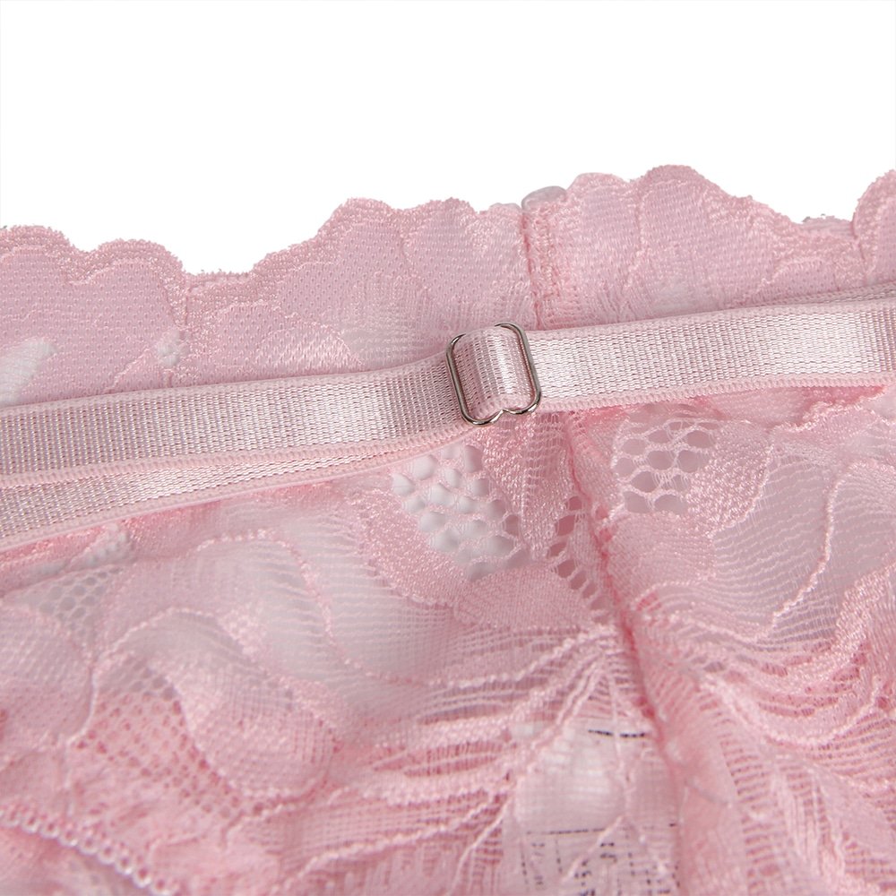 Pink Floral Lace Adjustable Strap Underwire Bra Set - Image 16