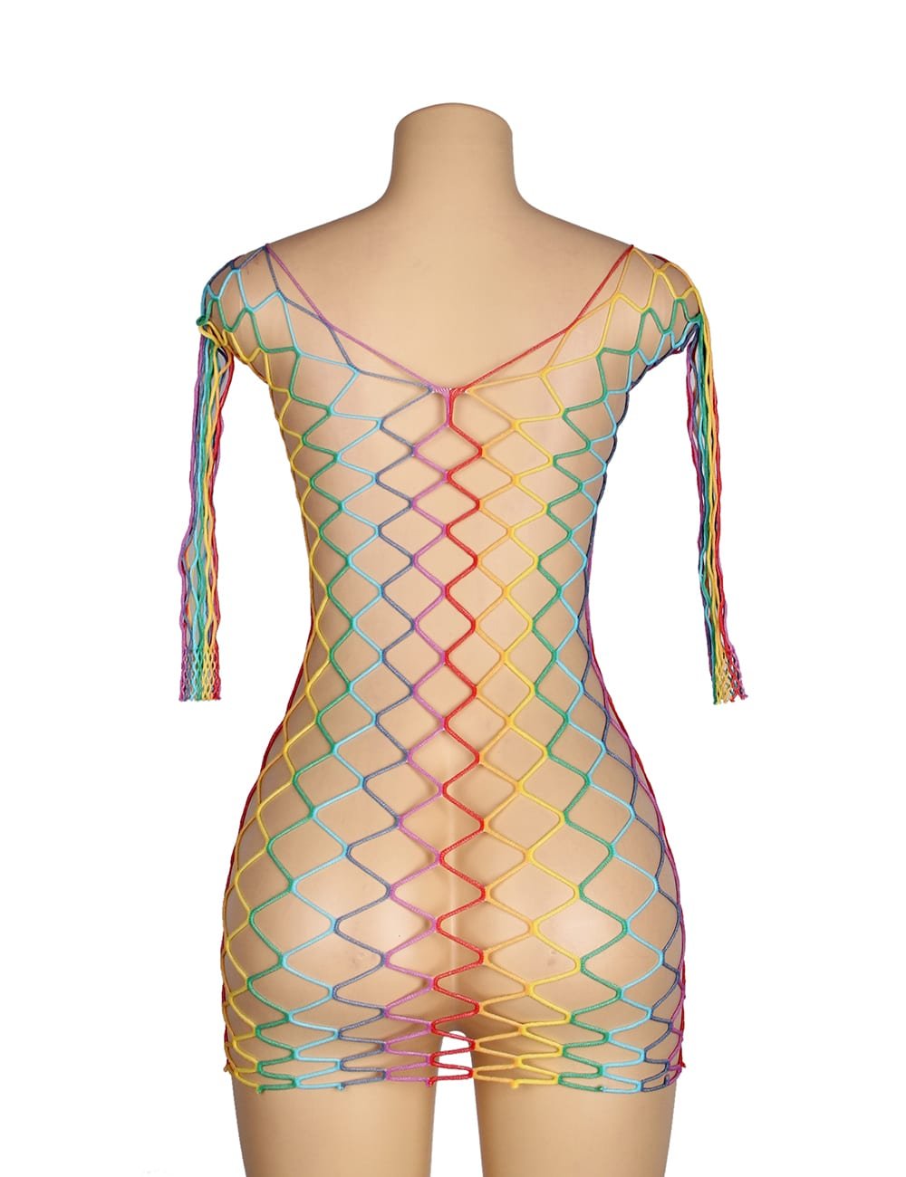 Rainbow Colorful Long Sleeve Fishnet Bodystocking - Image 14
