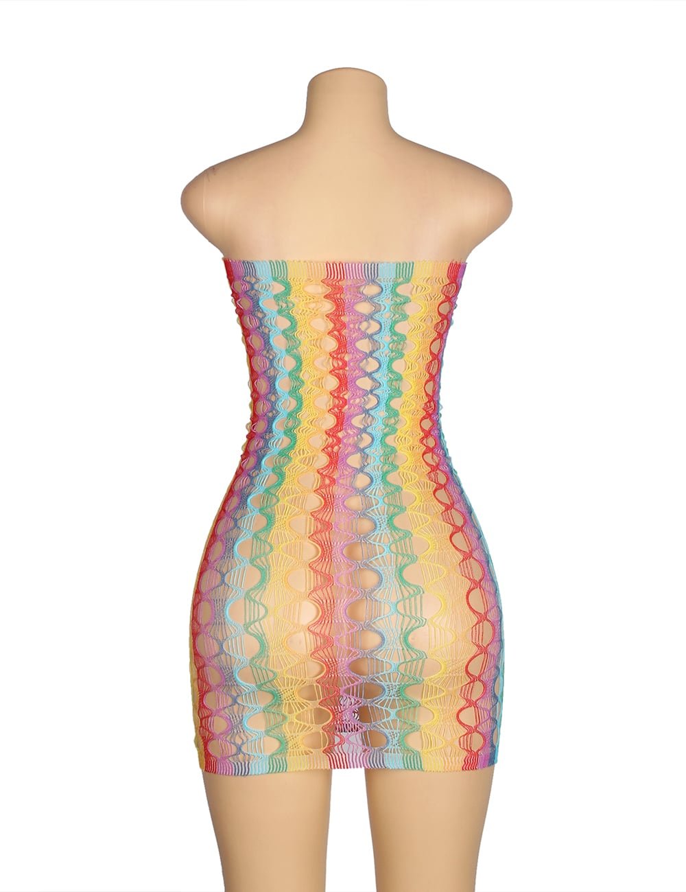 Rainbow Colorful Off Shoulder Fishnet Bodystocking - Image 13