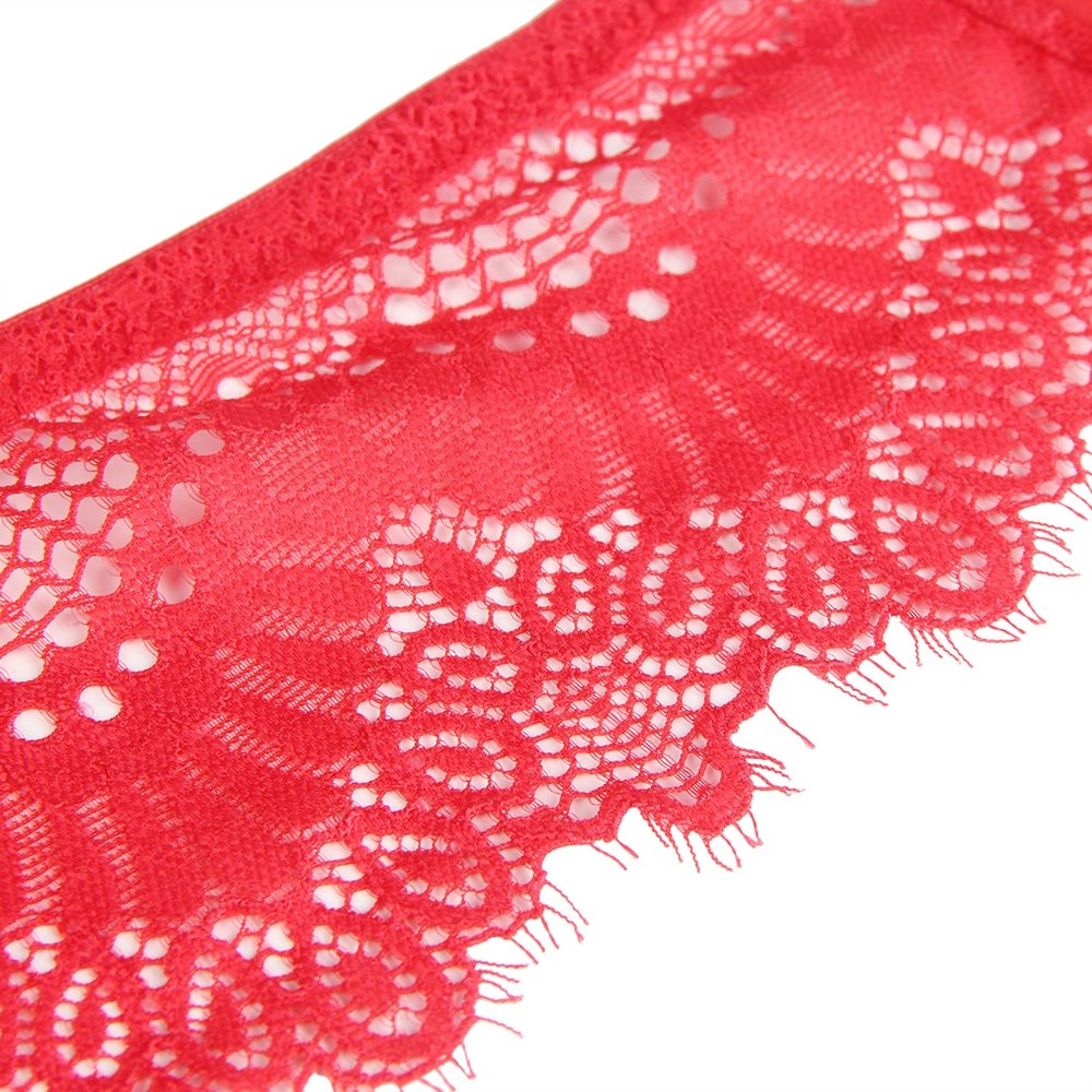 Red Lace Sexy Stretch High Waist Garter Belt Panty - Image 10