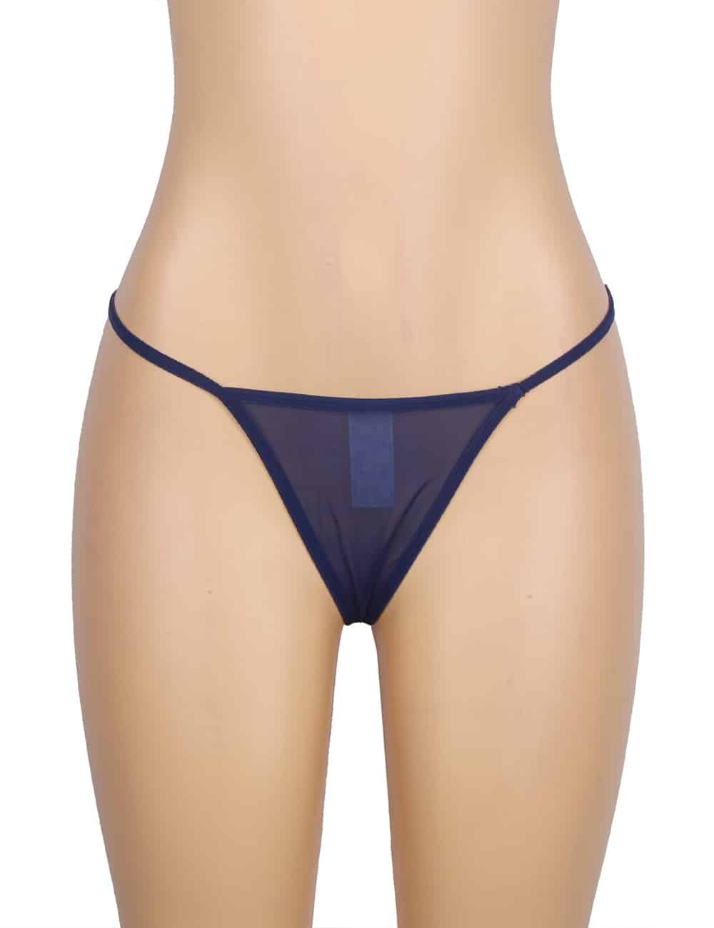 Blue Lace Sexy Stretch High Waist Garter Belt Panty - Image 8