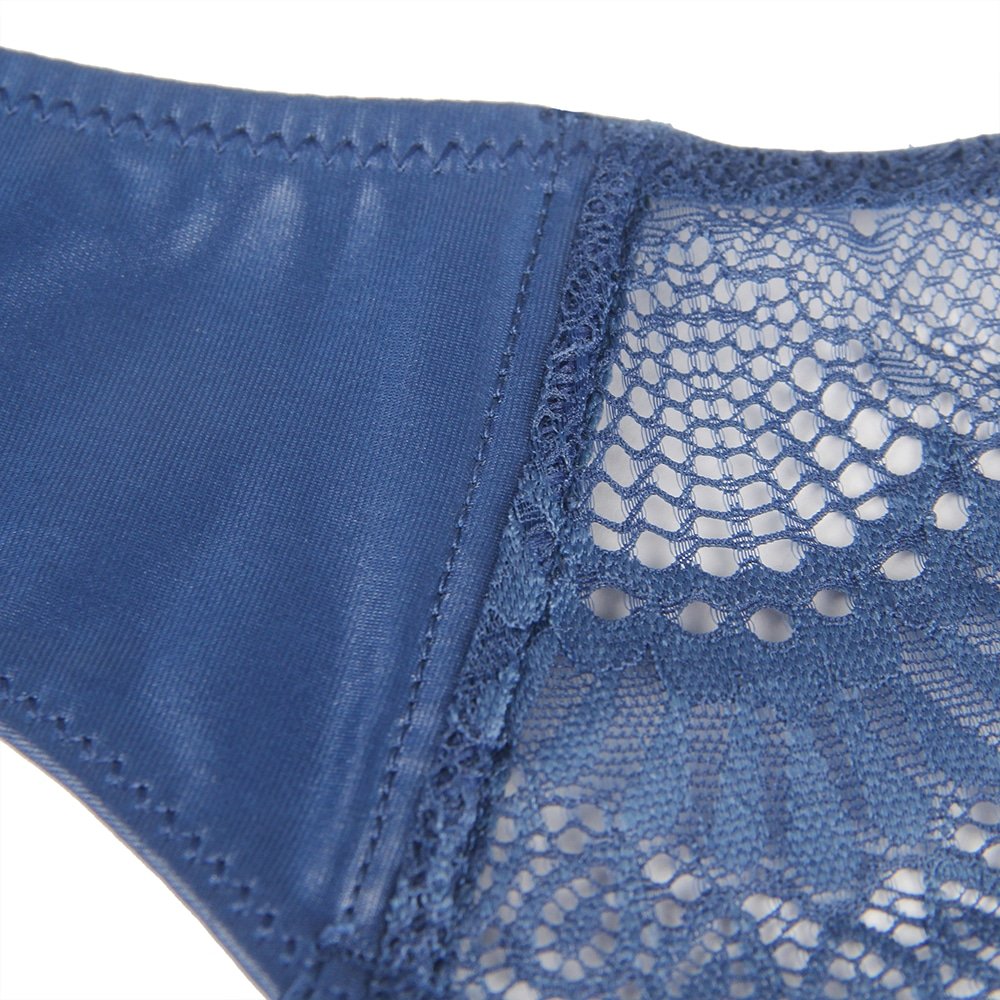 Blue Lace Sexy Stretch High Waist Garter Belt Panty - Image 11