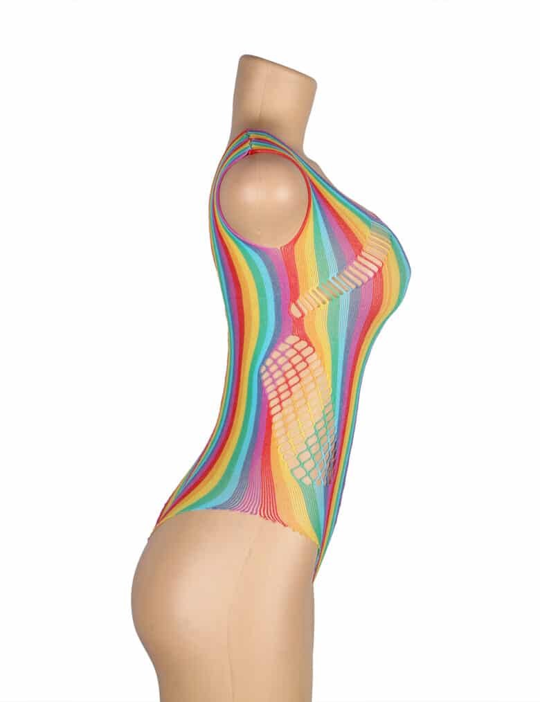 Sexy Mesh Rainbow Hollow Out Bodysuit Design Bodystocking - TrueFit Japan
